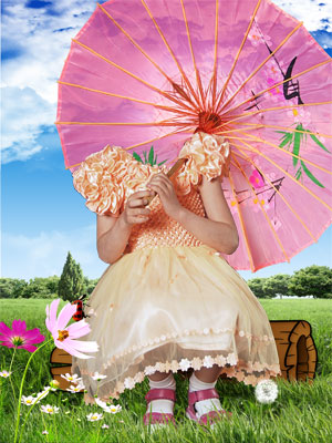 Девочка с зонтиком - Детские костюмы фотошоп