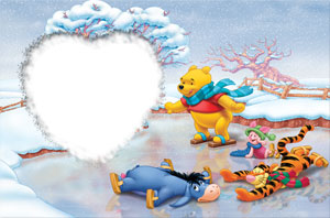 Винни Пух с друзьями на льду - Детские рамки фотошоп