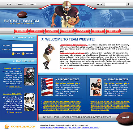 Шаблон сайта про американский футбол