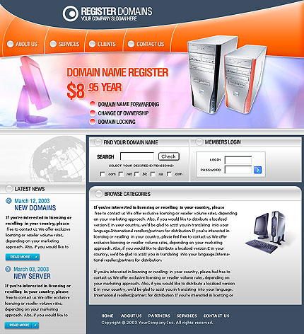 Шаблон сайта компании по регистрации доменов