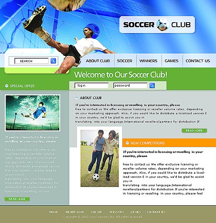 Шаблон сайта футбольного клуба